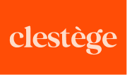 clestège wordmark, bright orange colourway